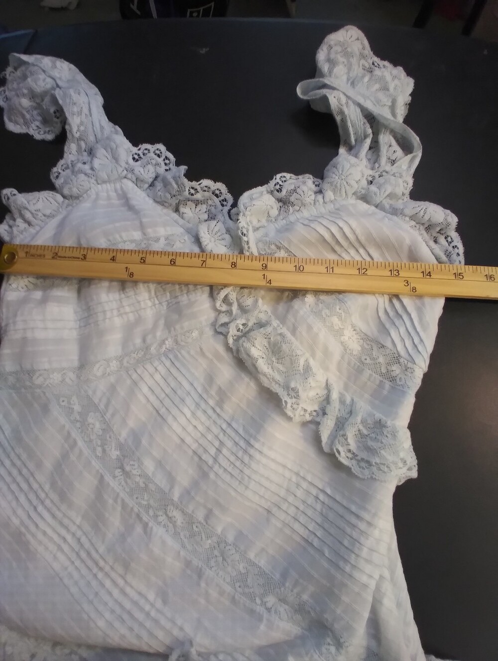 Loveshackfancy Light Blue Frilly Dress Size 4 Embroidered Straps And Detail - Picture 10 of 11